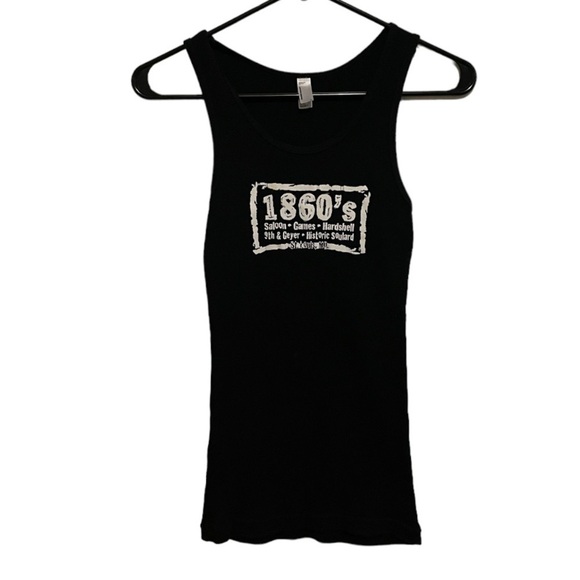 1860s Saloon St. Louis Restaurant Black Ribbed Tank Top - Picture 1 of 2